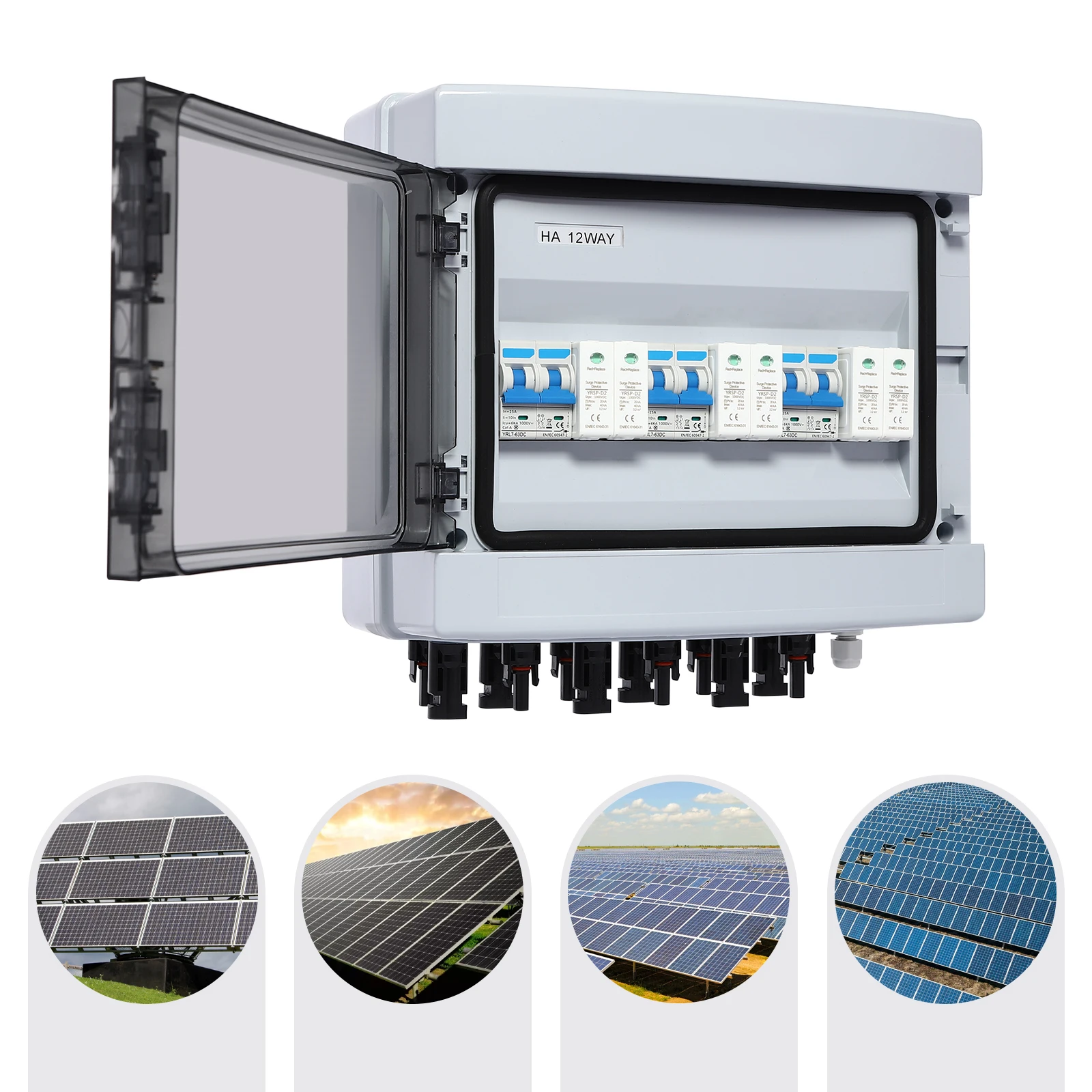 3 in 3 Out 25A Solar Combiner Box IP65 Wasserdichter DC-Leistungsschalter Überspannungsableiter Blitzschutz für PV-Panel-System Image