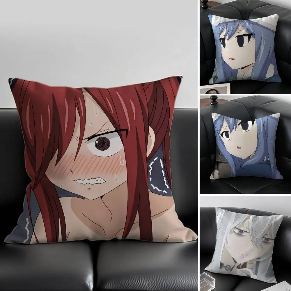 Anime Fairy Tail E-Erza Scarlet Kissenbezug, Anti-Dustmite, unsichtbarer Reißverschluss, Schlafsofa