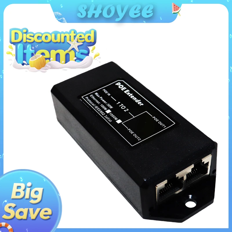 Neuer 2-Port-Gigabit-48-V-POE-Extender 100/1000 Mbit/s – IEEE 802.3af/at PoE-Repeater für IP-Kamera/NVR/AP, 100 m Range Extender Image