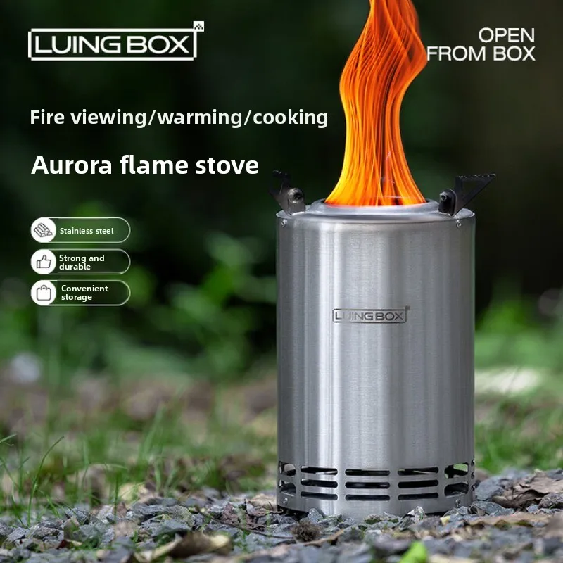 LUINGBOX Camping Outdoor Aurora Flammenofen Tornado Flammenofen Brennholz Betrachtung Kochen Leichtes tragbares Pelletbrennen Image