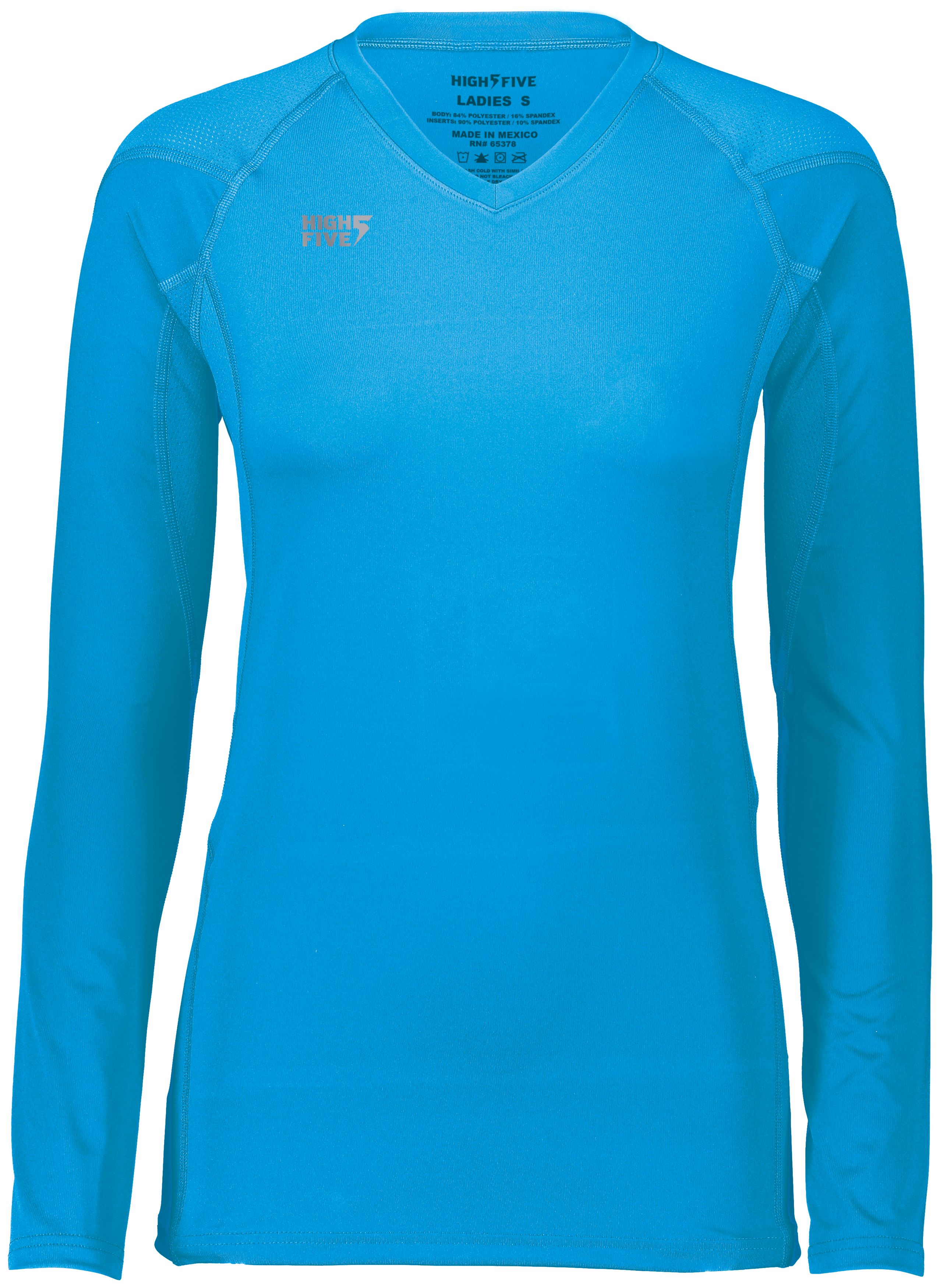 HighFive 342213 Athletic Girls TruHit Long Sleeve Jersey T-Shirt in Power Blue size Large | Polyester/Spandex Blend
