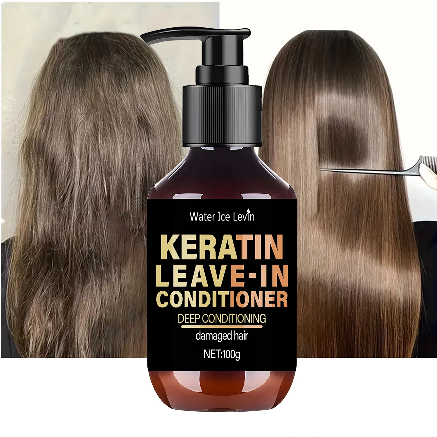 Keratin Leave-In Conditioner mit Biotin und Kollagen – repariert geschädigtes Haar für tiefe Feuchtigkeit, Weichheit und Glanz, Haarbehandlung. Image