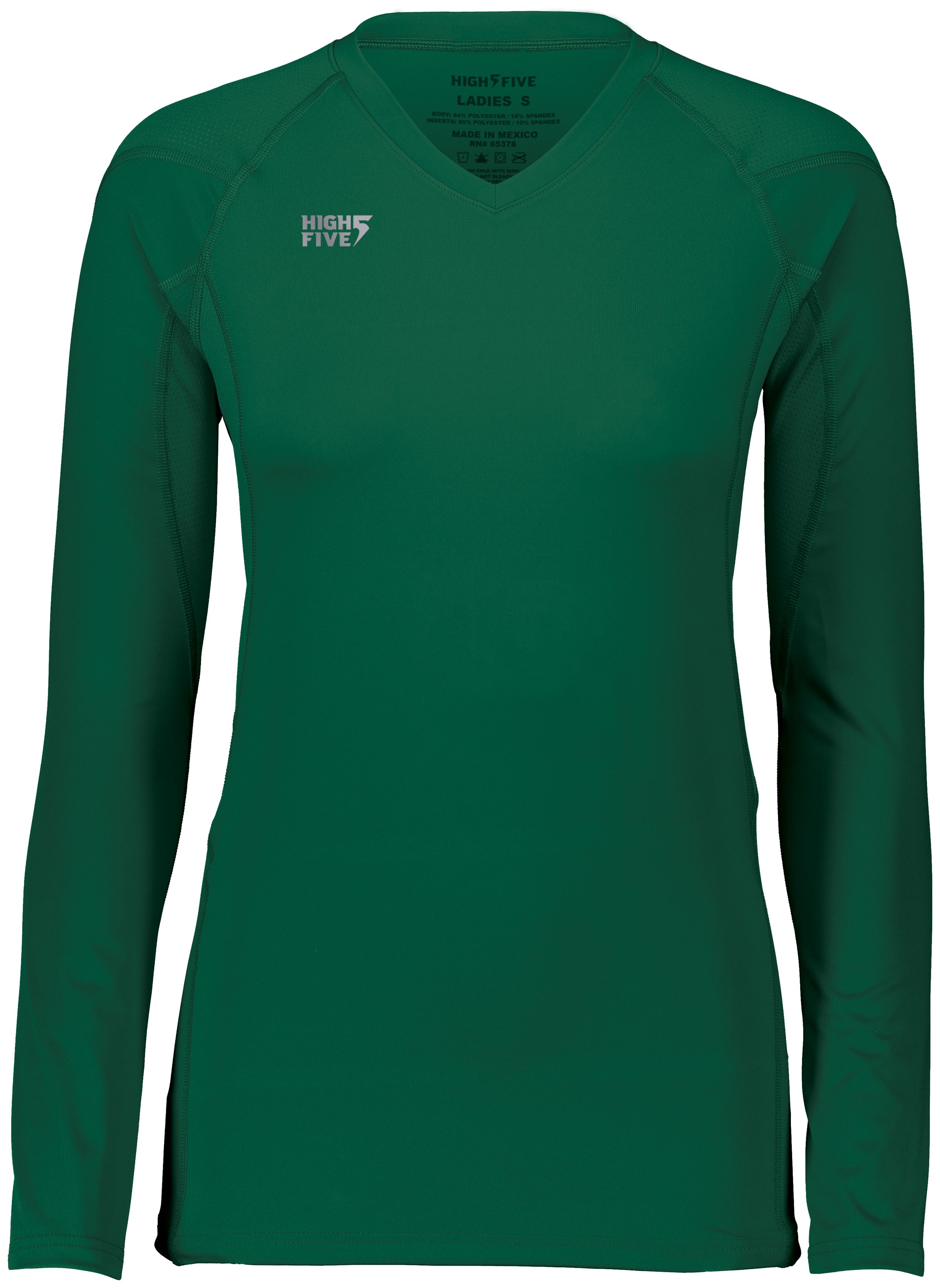 HighFive 342213 Athletic Girls TruHit Long Sleeve Jersey T-Shirt in Forest Green size Medium | Polyester/Spandex Blend