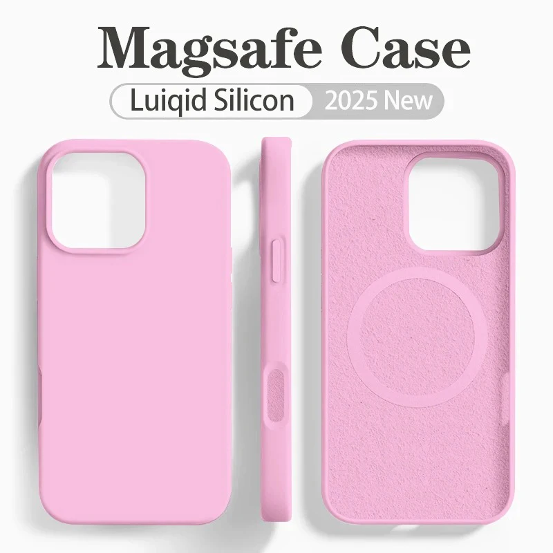 Original Für Magsafe Flüssigkeit Silikon Telefon Fall Für iPhone 17 16 14 15 Plus 13 Pro Max Fall Drahtlose Lade magnetische Soft Cover Image