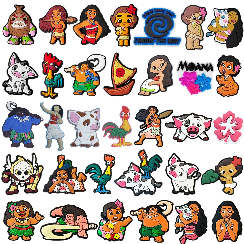 12-33 stücke Disney Moana Schuh Charms Zubehör DIY Cartoon Sandale Clog Garten Schuhe Dekoration Schnalle Kinder Weihnachten Geschenke