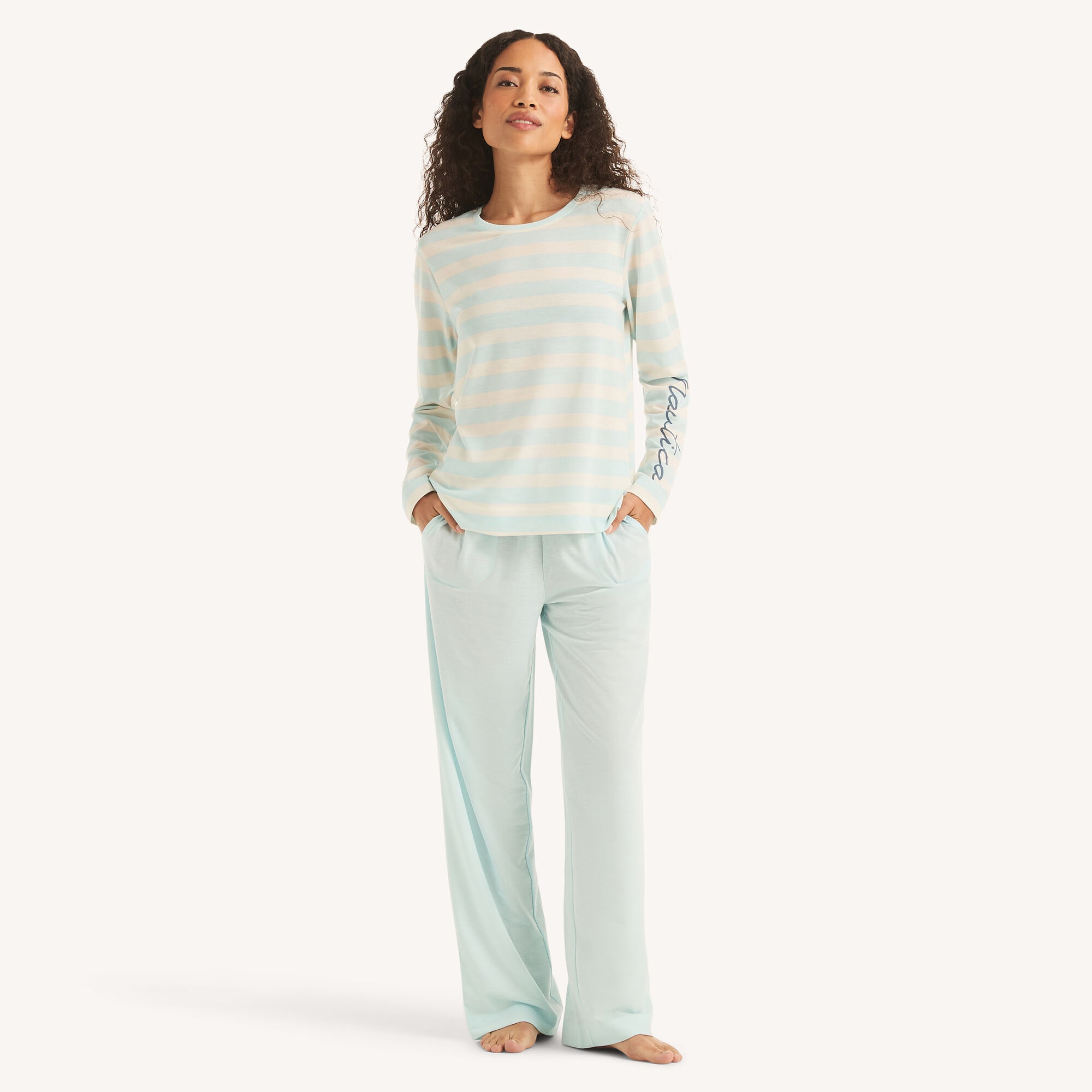 Nautica Women's Pajama Pant Set 481 (Deep Navy Heather), L