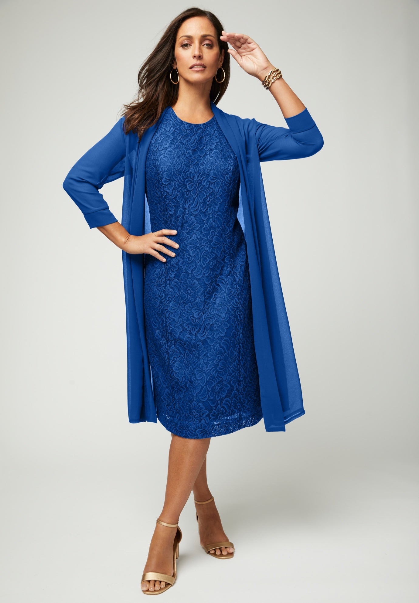 Plus Size Women's 2-Piece Lace Jacket Dress by Jessica London in Dark Sapphire (Size 24 W)