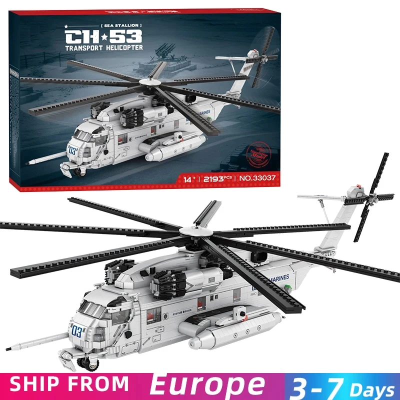 CH-53E Transport Hubschrauber Bausteine Armee Flugzeug Militär Kämpfer Modell Montage Ziegel Desktop Deco Kinder Spielzeug Urlaub Geschenk Image