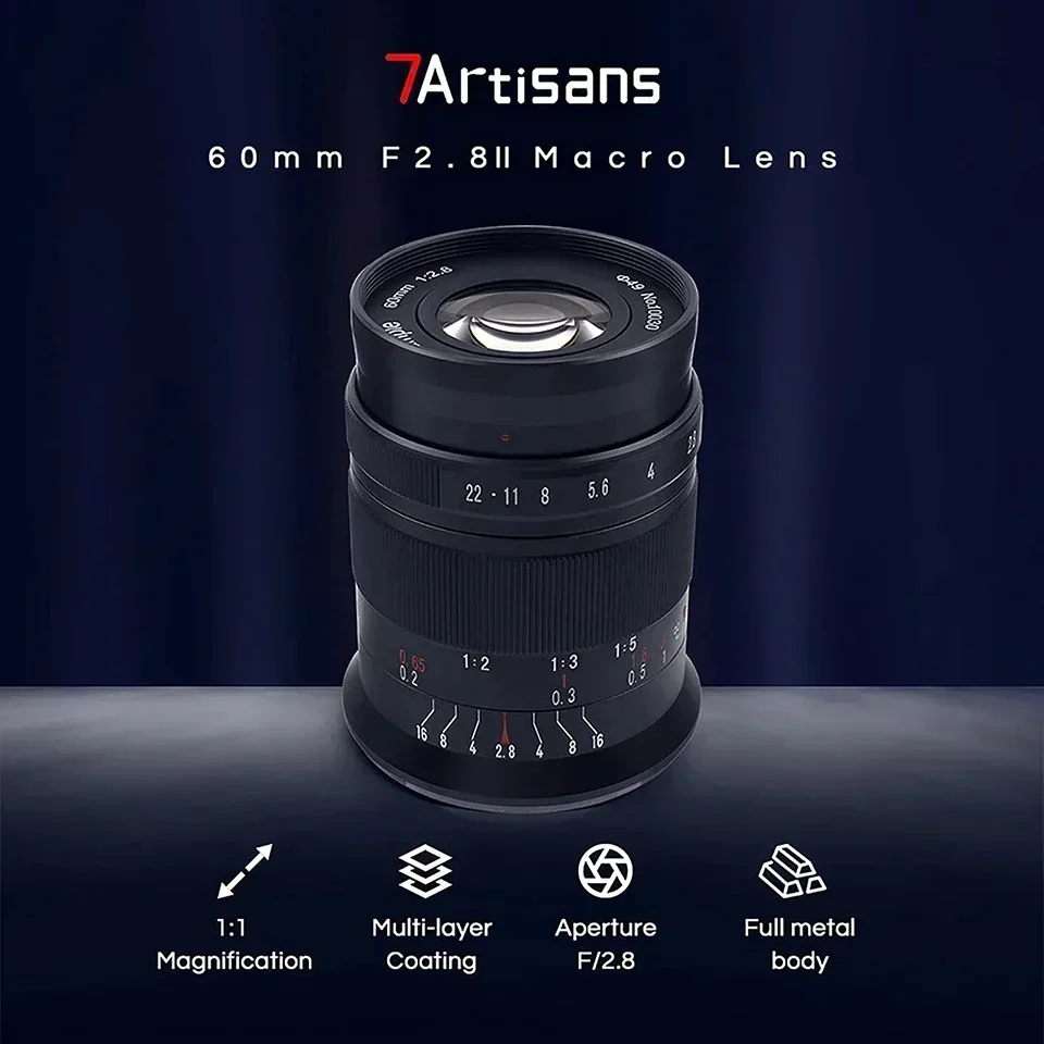 7artisans 60 mm F2.8 II Makro APS-C Rahmen Makroobjektiv für Porträtfotografie mit Sony E A7RII X Nikon Z5 Z6 II RF M M43 L-Mount Image