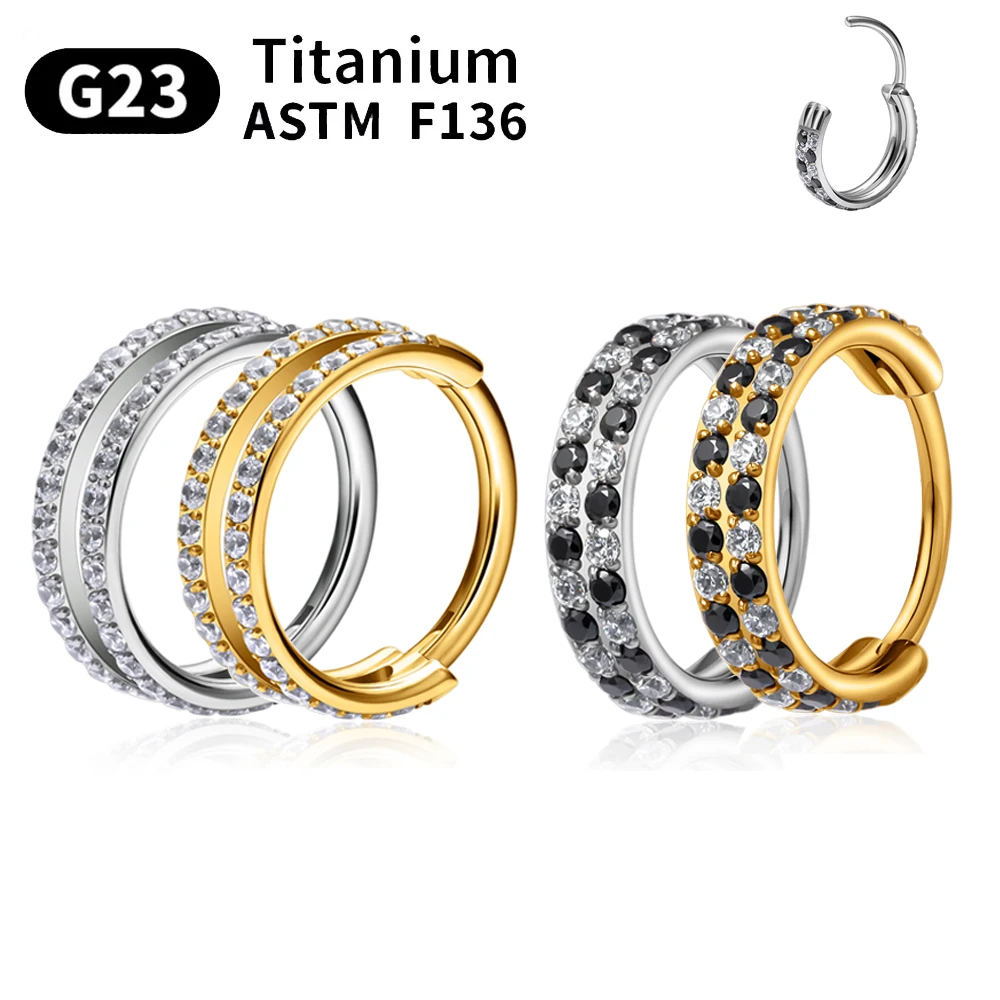 ASTM F136 G23 Titan Piercing Nasenring Clicker Hoop Ring für Knorpel Helix Creolen Zirkon Nase Labret Ohrring Körper Image