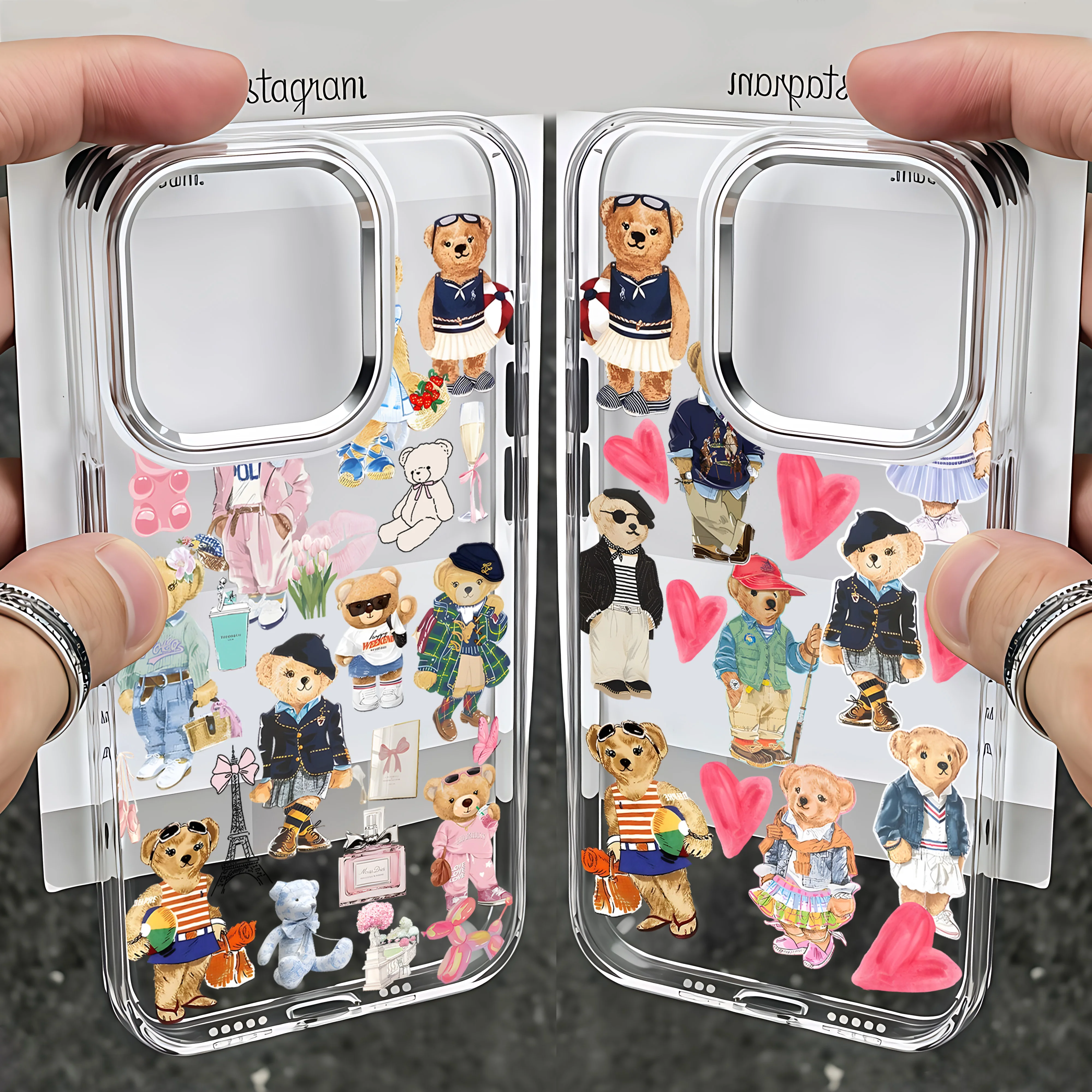 Fashion Bear P-PoloS Phone Case For iPhone 17 16e 16 15 14 13 12 11 mini Pro Max X XR XSMAX 8 7 Air Plus Transparent Soft Cover