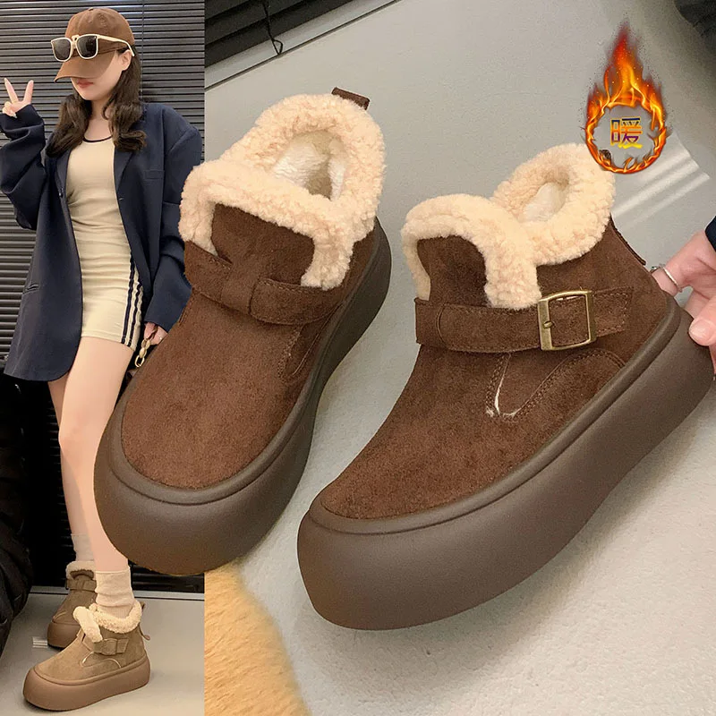 Lässige Sport-Baumwollschuhe mit dicken Sohlen, 2025, neue Winter-warme Schneestiefel, warme große Baumwollschuhe, Winter-Casual-Damenschuhe