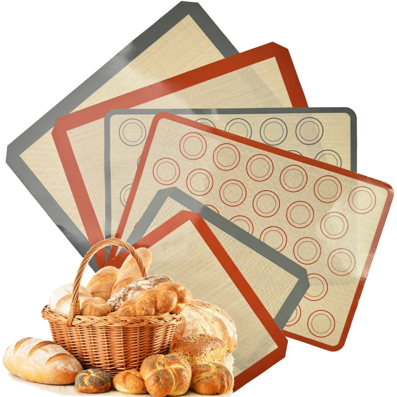 1 x Silikon-Backmatte für den Ofen, dünn, 0,4 mm, wiederverwendbar, antihaftbeschichtet, hitzebeständig, Backvorlagen, Liner, Backwerkzeuge für Kekse Image