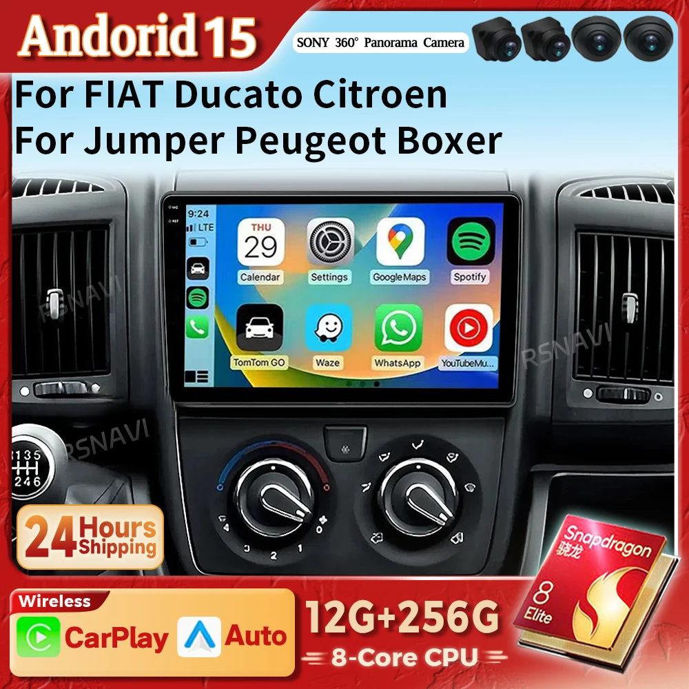 Android 15 Auto Radio Carplay Auto GPS BT Navigation Multimedia Player Für Fiat Ducato 2007-2015 Video Stereo DVD 2DIN Qualcomm