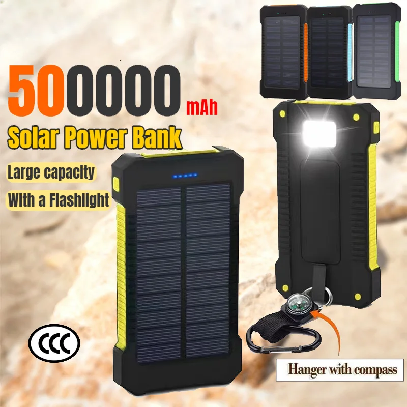 Xiaomi 500000 mAh Wasserdichte Outdoor Solar Power Bank Dual USB Reise Tragbare Solar Telefon Ladegerät Solar Powerbanks Für Camping
