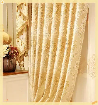 Europäischer und amerikanischer Luxus-Gaze-Vorhang mit goldenem gesticktem Muster, 1 Stück, Hofstil, gelber romantischer Stoffvorhang für Wohnzimmer Image