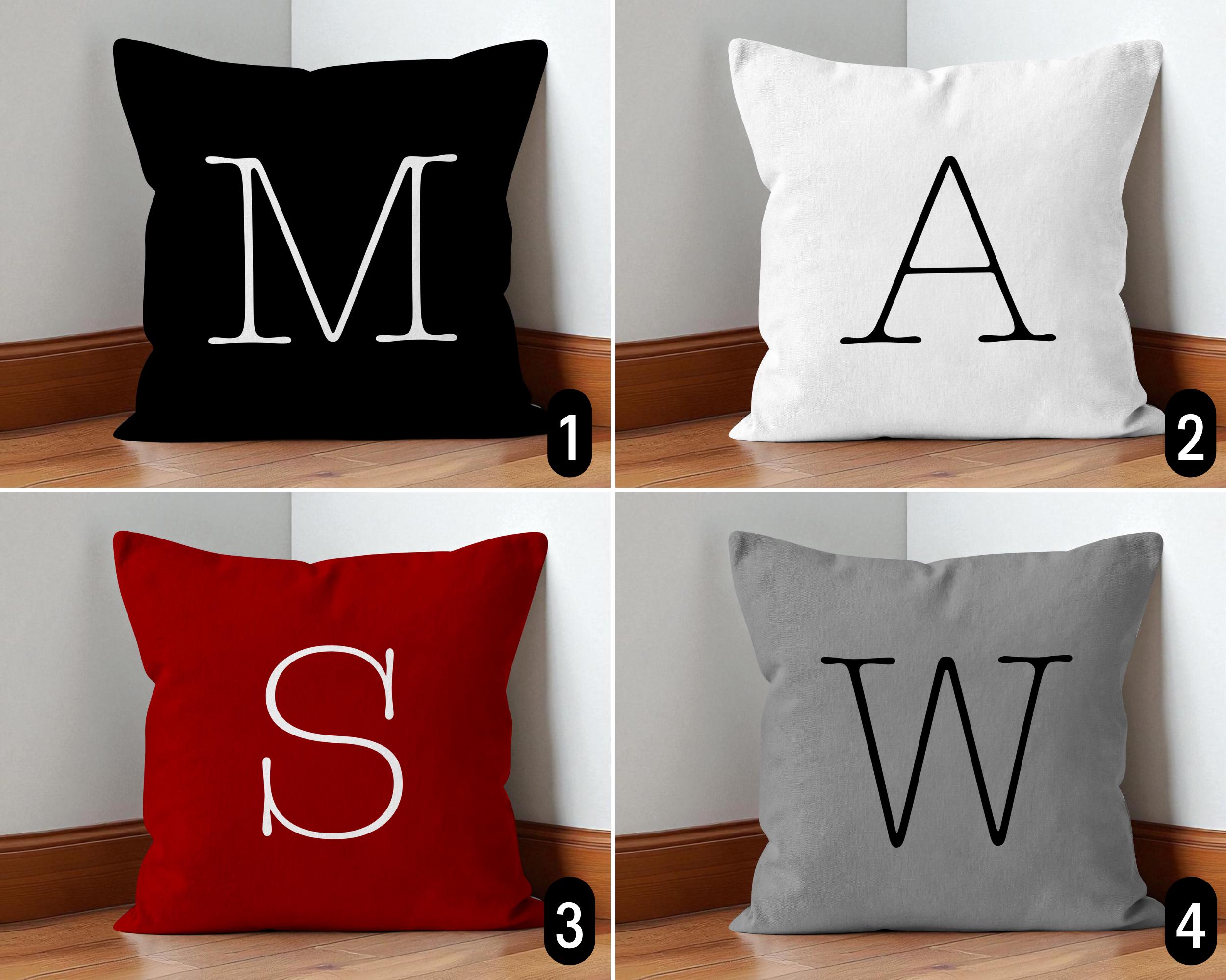 Federa per cuscino con monogramma personalizzato, federa per cuscino con iniziali minimaliste personalizzate, federa per cuscino con lettere maiuscole