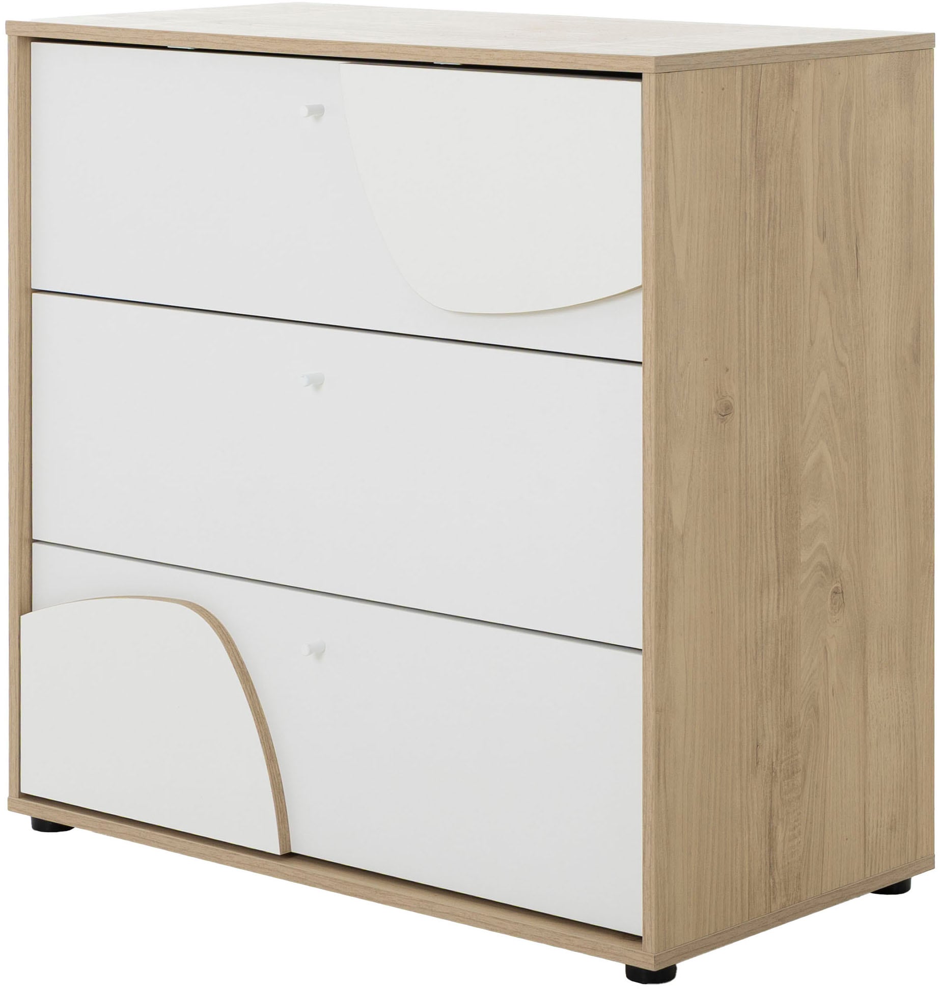 Wickelkommode GAMI "BASILE Wickelkommode", uni weiß, kastanie natur nachbildung, kastanie natur nachbildung, B:91cm H:95cm T:81cm, Spanplatte, Wickelkommoden, Wickelkommode, praktische und funktionale Aufbewahrungslösung