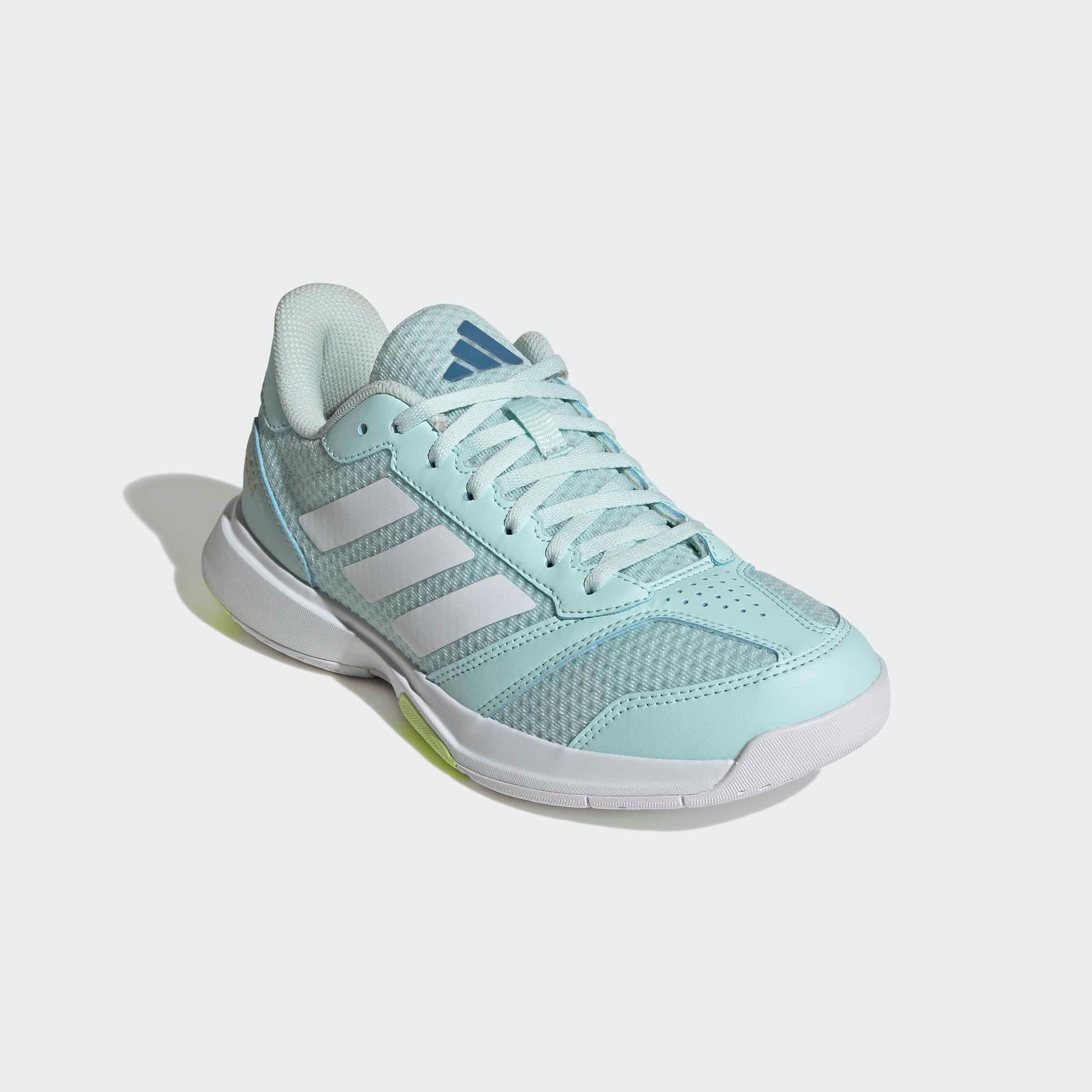 Hallenschuh ADIDAS PERFORMANCE "LIGRA 8 INDOOR", Damen, Gr. 38, halo mint, cloud weiß, hi, res gelb, Synthetik, Textil, Schuhe Hallenschuh