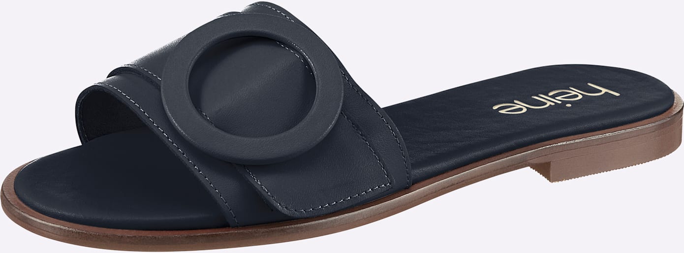 Pantolette HEINE, Damen, Gr. 42, marine, Glattleder, Leder, Rindsleder, Schuhe Pantolette