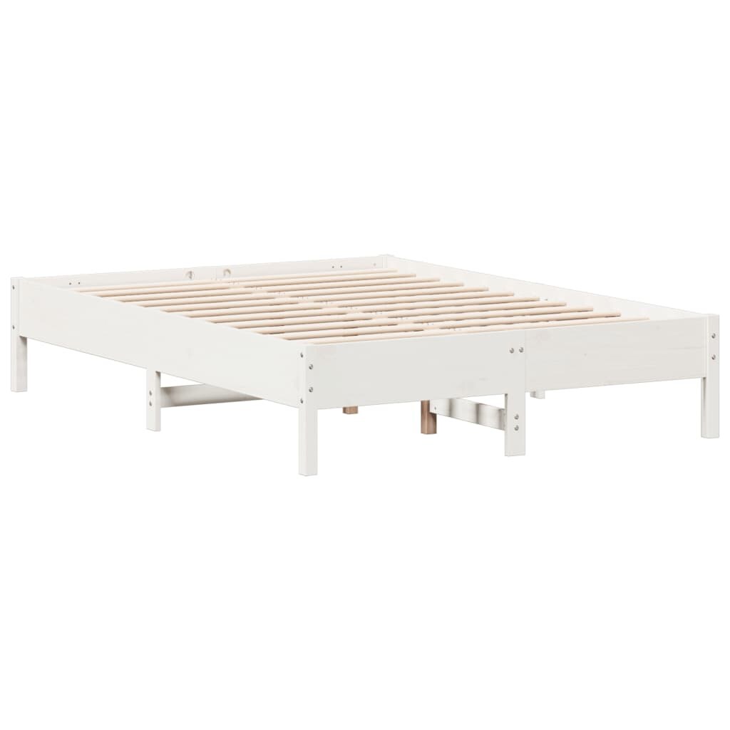 vidaXL Massivholzbett ohne Matratze Weiß 135x190 cm Kiefernholz Image