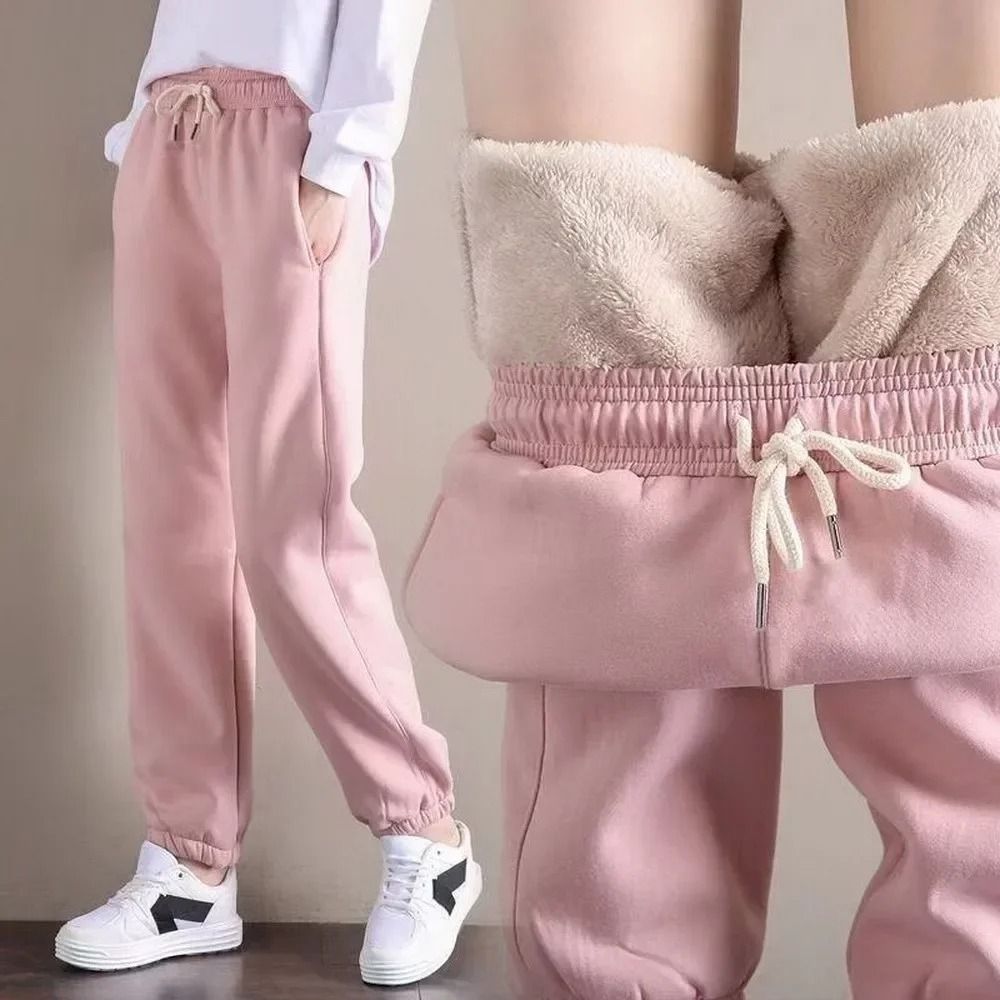 Women Winter Warm Fleece Leggings pink xxl