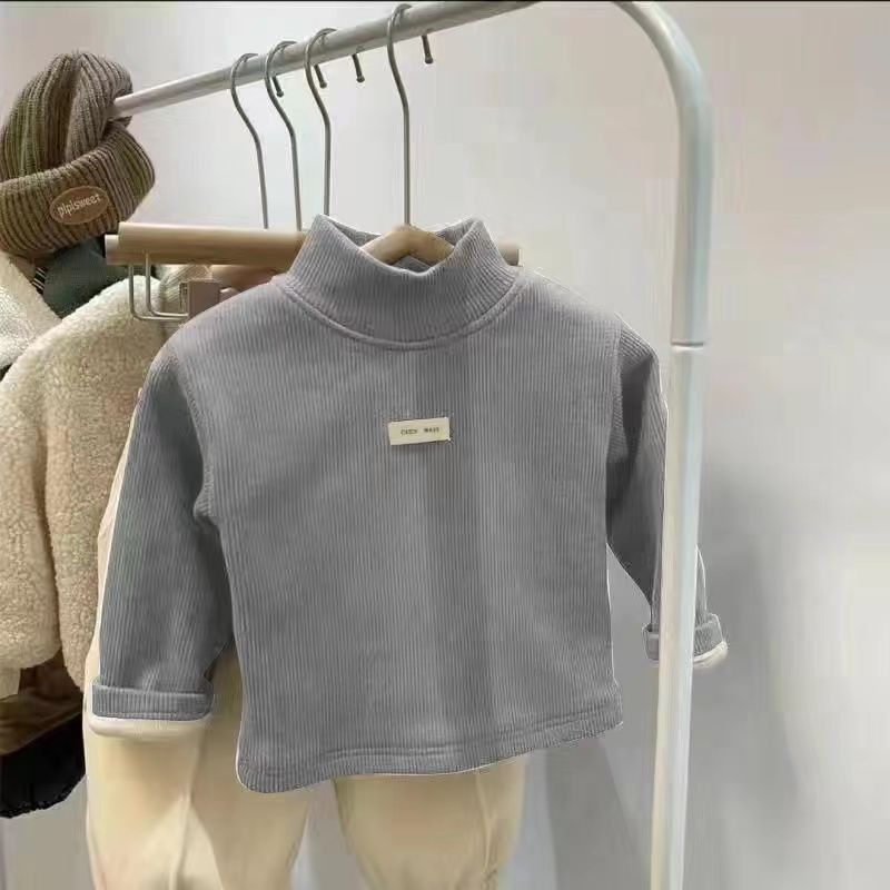 Children Winter Autumn Pullover, Half High Neck Long Sleeve, Baby Clothing Tops For Boys And Girls brown 90 For 12 24m