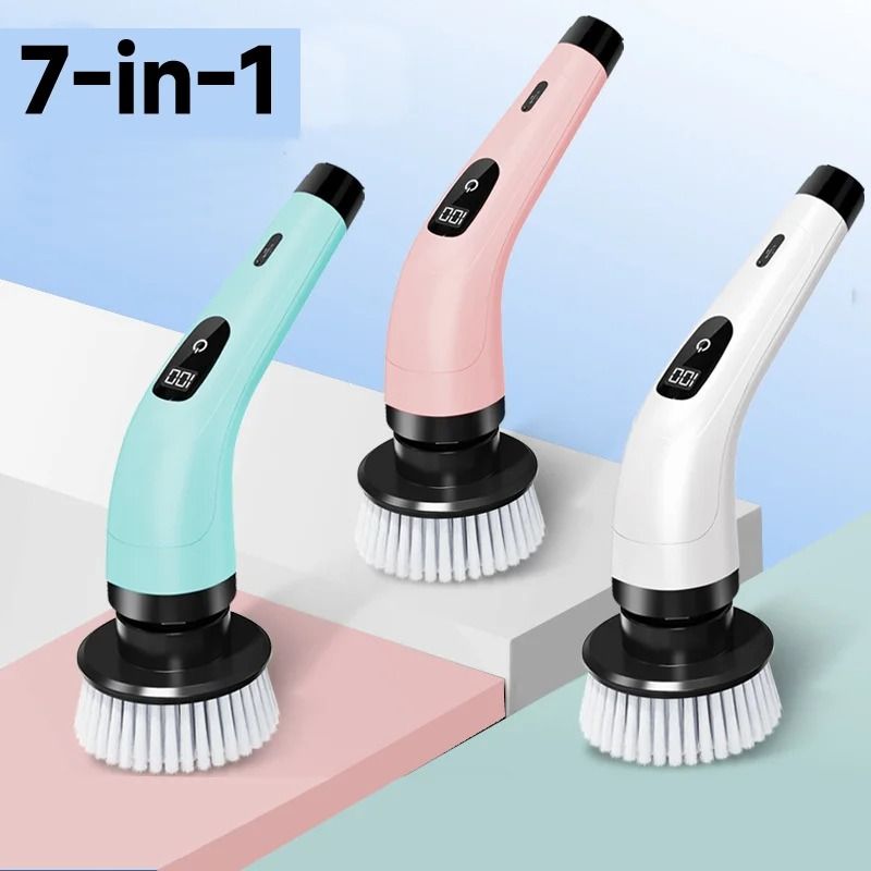 7 In 1 Household Multipurpose Electric Cleaning Brush transparent 5 in 1
