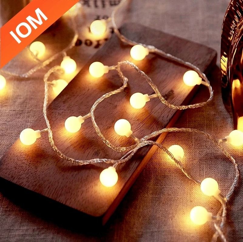 10M Ball LED String Lights With USB Or Battery Power For Outdoor And Indoor Decoration 1.5 M 10 Leds usb Plug multicolor