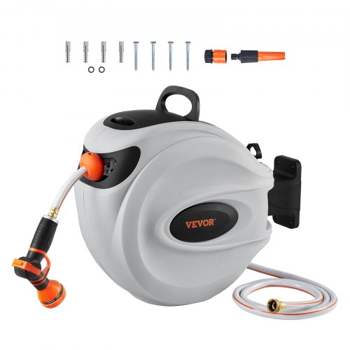 Water Hose Reel, Retractable Hose Reel Swivel Wall Mounted Garden Reel, Auto Rewind Heavy Duty Outdoor Hose System Water Hose Reel, Retractable Hose Reel Swivel Wall Mounted Garden Reel, Auto Rewind Heavy Duty Outdoor Hose System