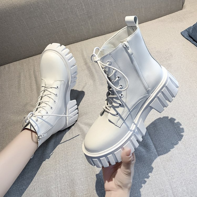 Fashion Comfort Soft Soled Boots New Women Leather Face Boots Casual Non slip Outdoor Walking Shoes white 41