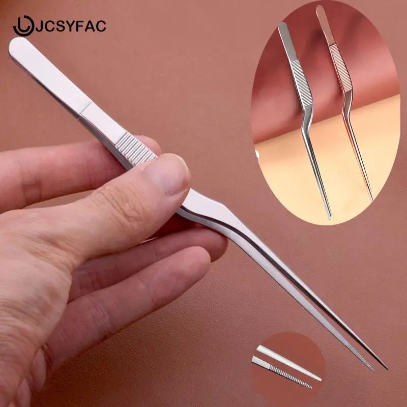 Angled Ear And Nose Wax Removal Forceps 13.5cm Curved Tweezers Tool silver