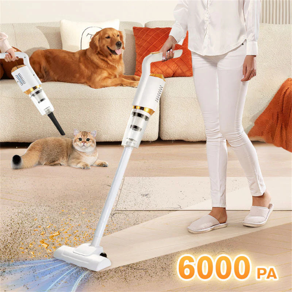 High Power Rechargeable Cordless Vacuum Cleaner For Household & Car Dry Wet Dual Use Portable Sweeper white