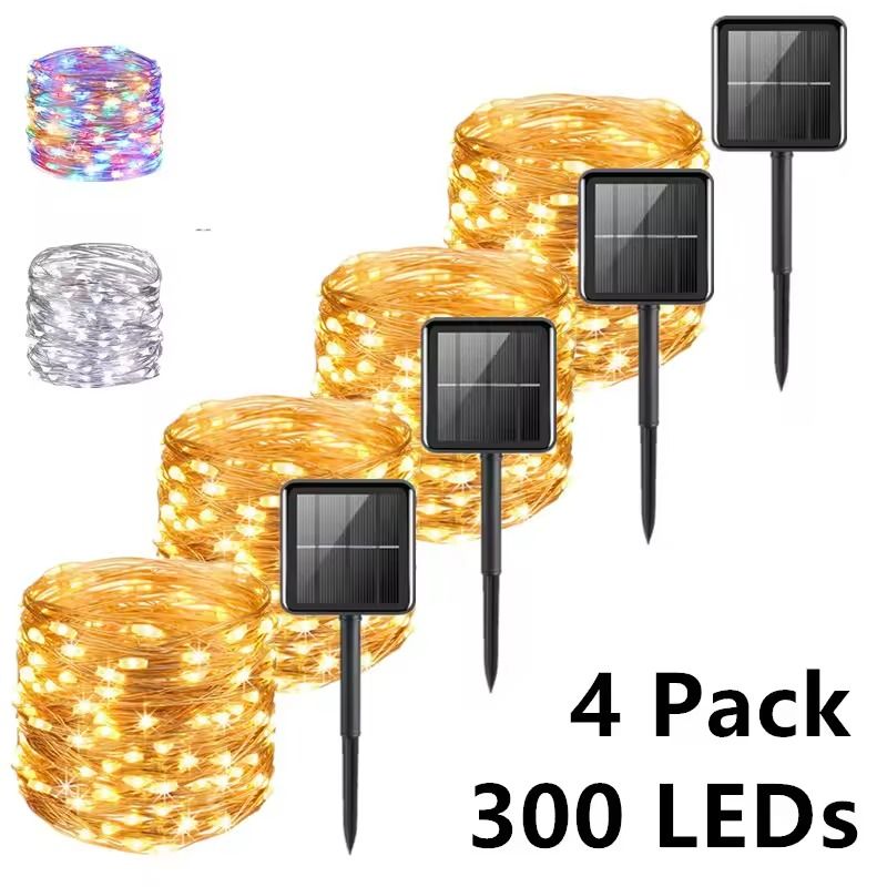 Solar LED Fairy String Lights 732 M Waterproof Outdoor Garden Decor warm (1 Pack) 12 M ( 100 Leds)