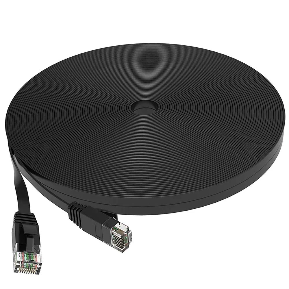 Cat 6 Ethernet Cable Flat High Speed LAN Patch Cord For Router And Network Devices black 3m
