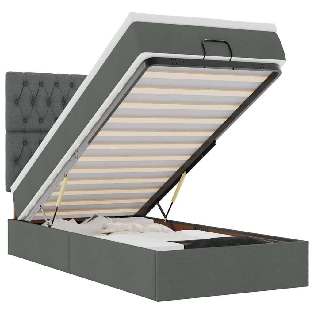 vidaXL Ottoman-Bett mit Matratze Dunkelgrau 80x200 cm Stoff Image