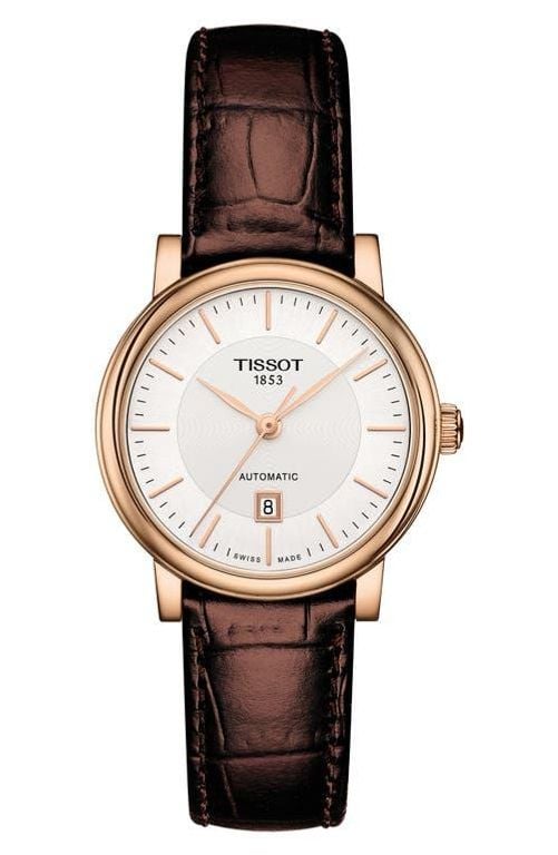 Premium Carson Automatic Leather Strap Watch, 30Mm - White - Tissot Watches