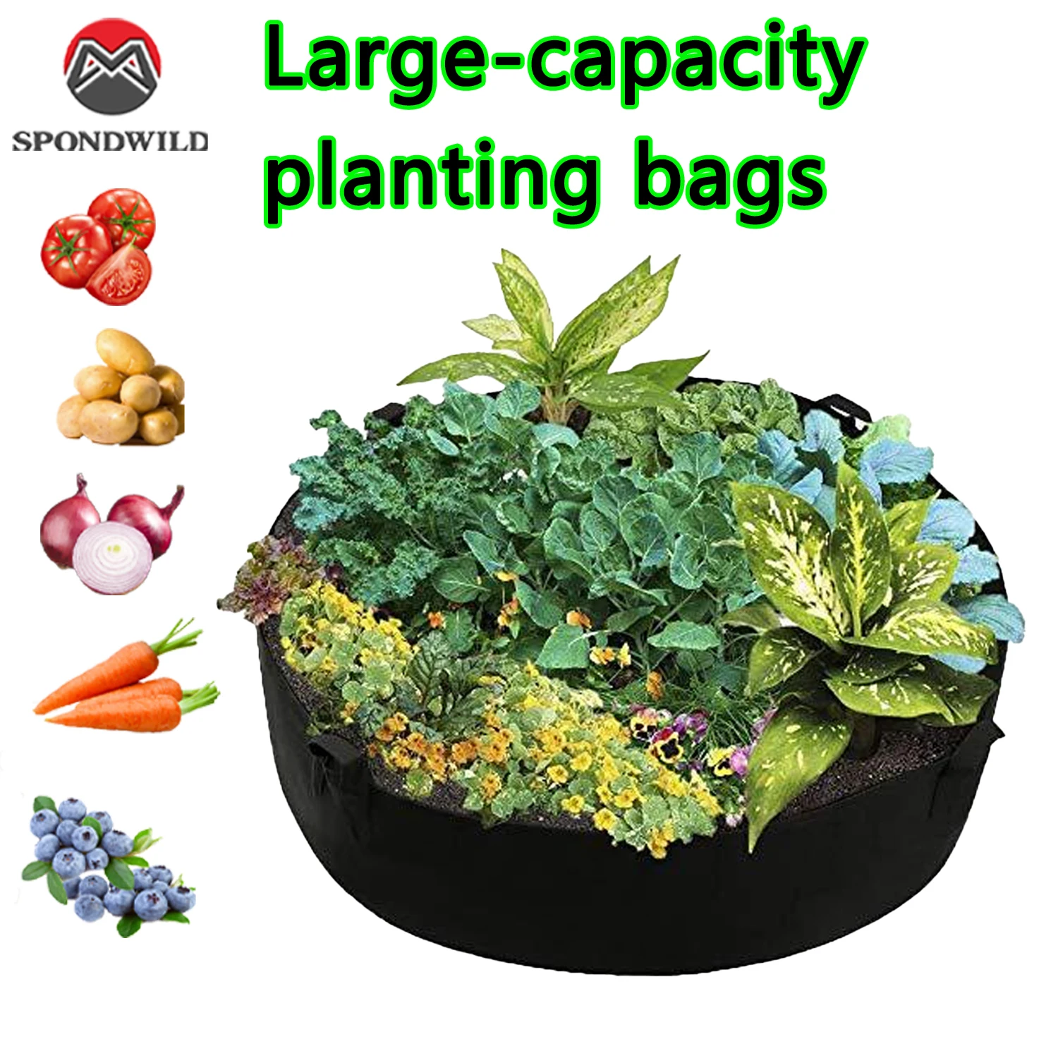 Gartenpflanztasche, Pflanztopf, Vliesstoff, atmungsaktiver Pflanzbehälter, Wachstumsbeutel für Pflanzen, Gemüse, Tomaten, Kartoffeln Image