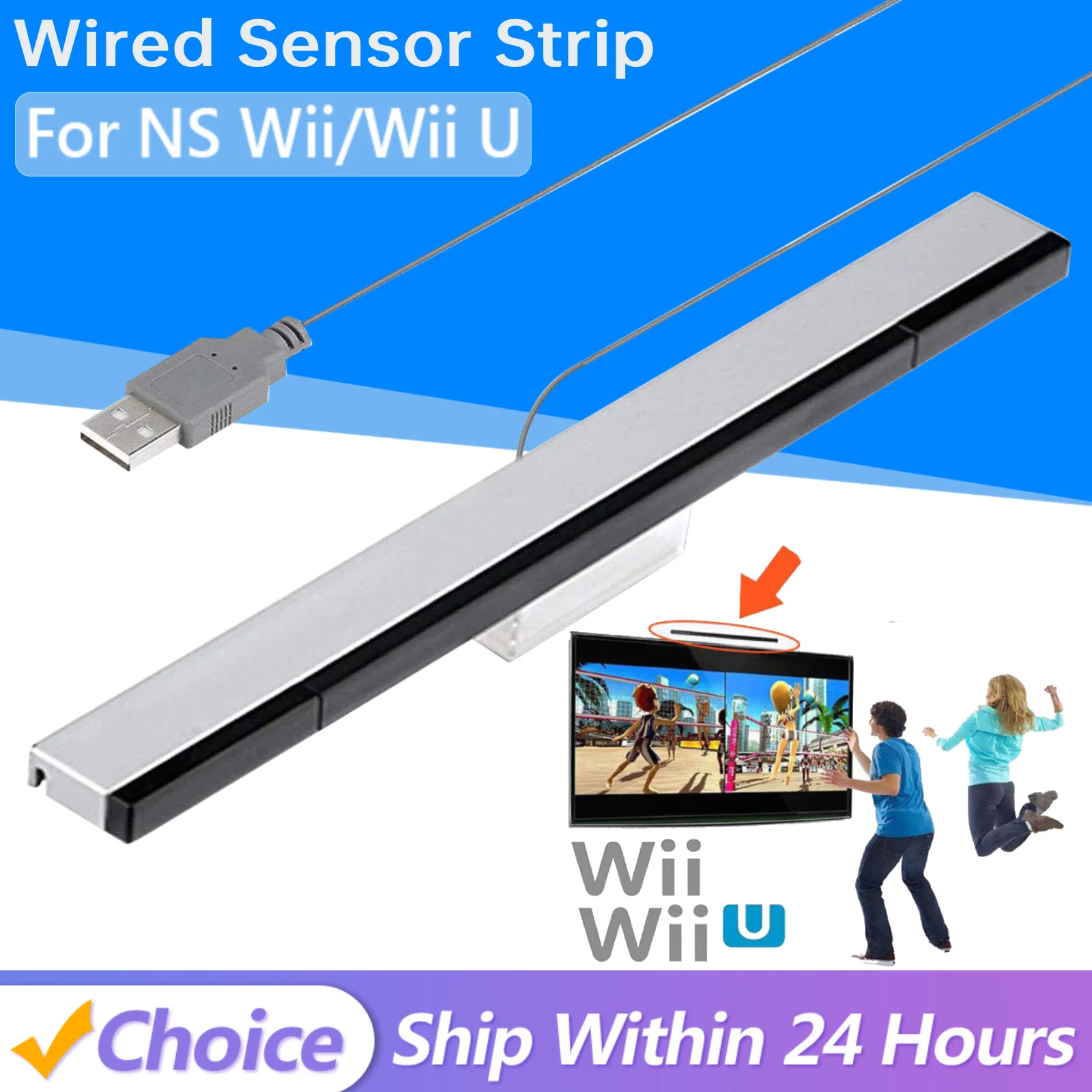 Barre de capteur USB de remplacement, accessoires de Console de jeu filaire, récepteur de capteur à distance pour Console Wii/Wii U