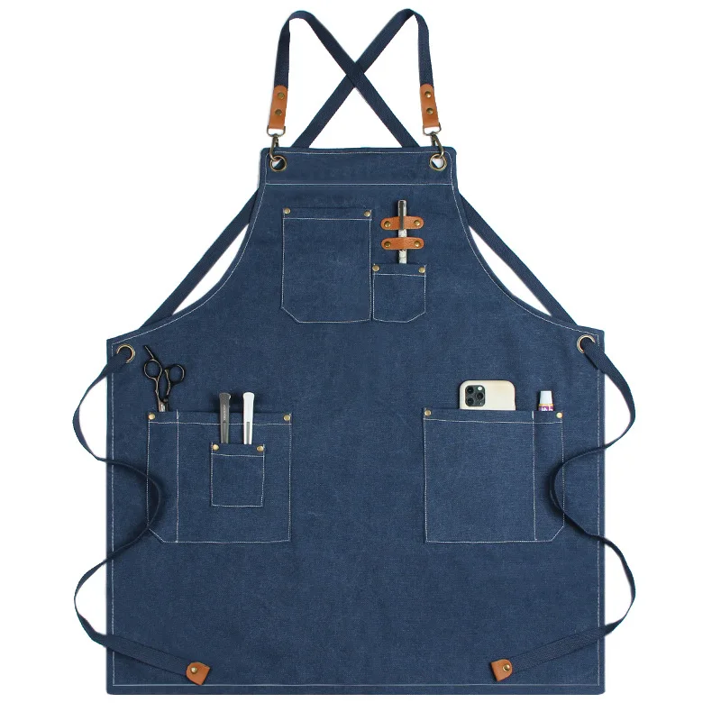 Neue preiswerte, langlebige, schmutzabweisende Restaurant-Herren-Kochschürze aus Segeltuchleder für Kellner und Kellnerin Image