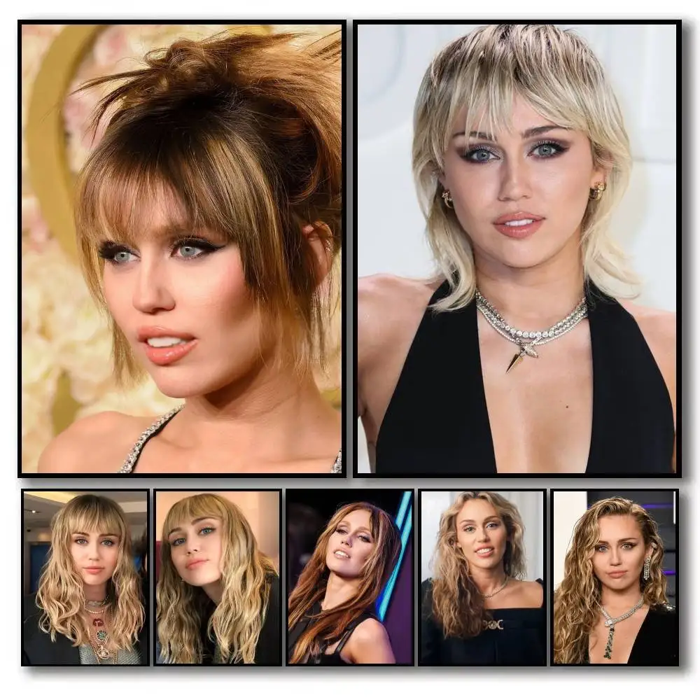 1PCM-Miley Cyrus Sänger Poster Selbstklebende Kunst Wasserdichte Papier Aufkleber Kaffee Haus Bar Zimmer Wand Dekor Image