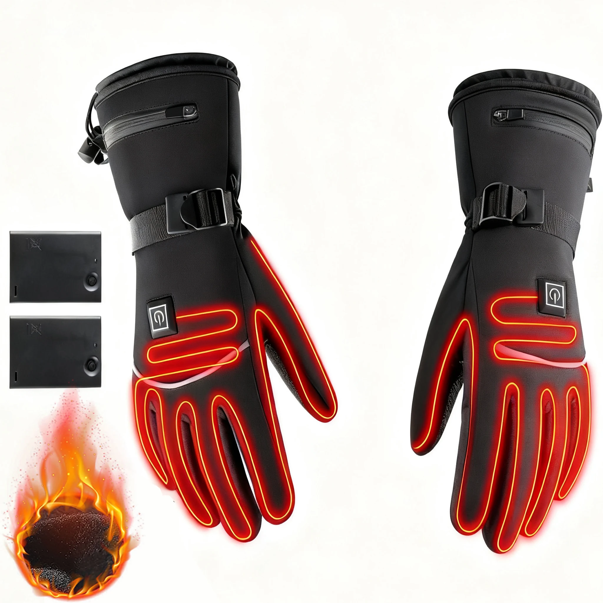 Elektrische beheizte Handschuhe Motorrad Winter Moto beheizte Handschuhe warme wasserdichte wiederaufladbare Heizung Thermohandschuhe für Schneemobil Image