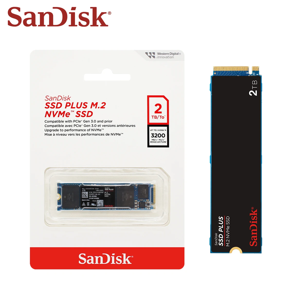 Original Sandisk SSD Plus 250 GB 500 GB 1 TB NVMe M2 2280 PCIe Gen 3x4 Internes Solid-State-Laufwerk Interne Hochgeschwindigkeits-Speicherplatte Image