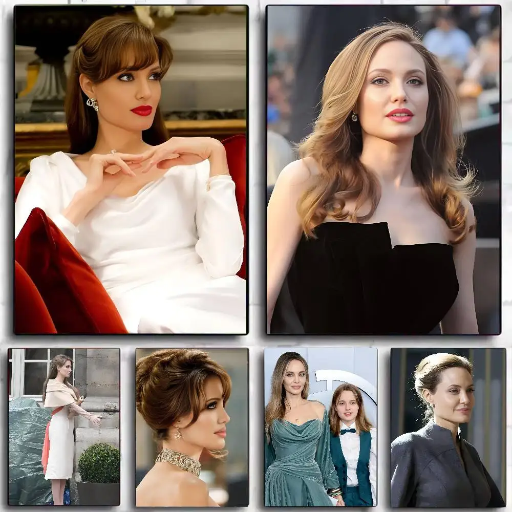 1 STÜCK A-Angelina J-Jolie Klassisches Vintage-Poster Selbstklebende Kunst Wasserdichter Papieraufkleber Kaffeehaus Bar Zimmer Wanddekoration