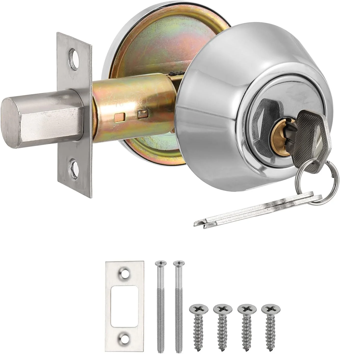 Sliver Copper Creek Einzylinder-Riegel-Schlüsselschloss, Türknauf mit Schlüssel, Diebstahlsicherung für Außentüren Image