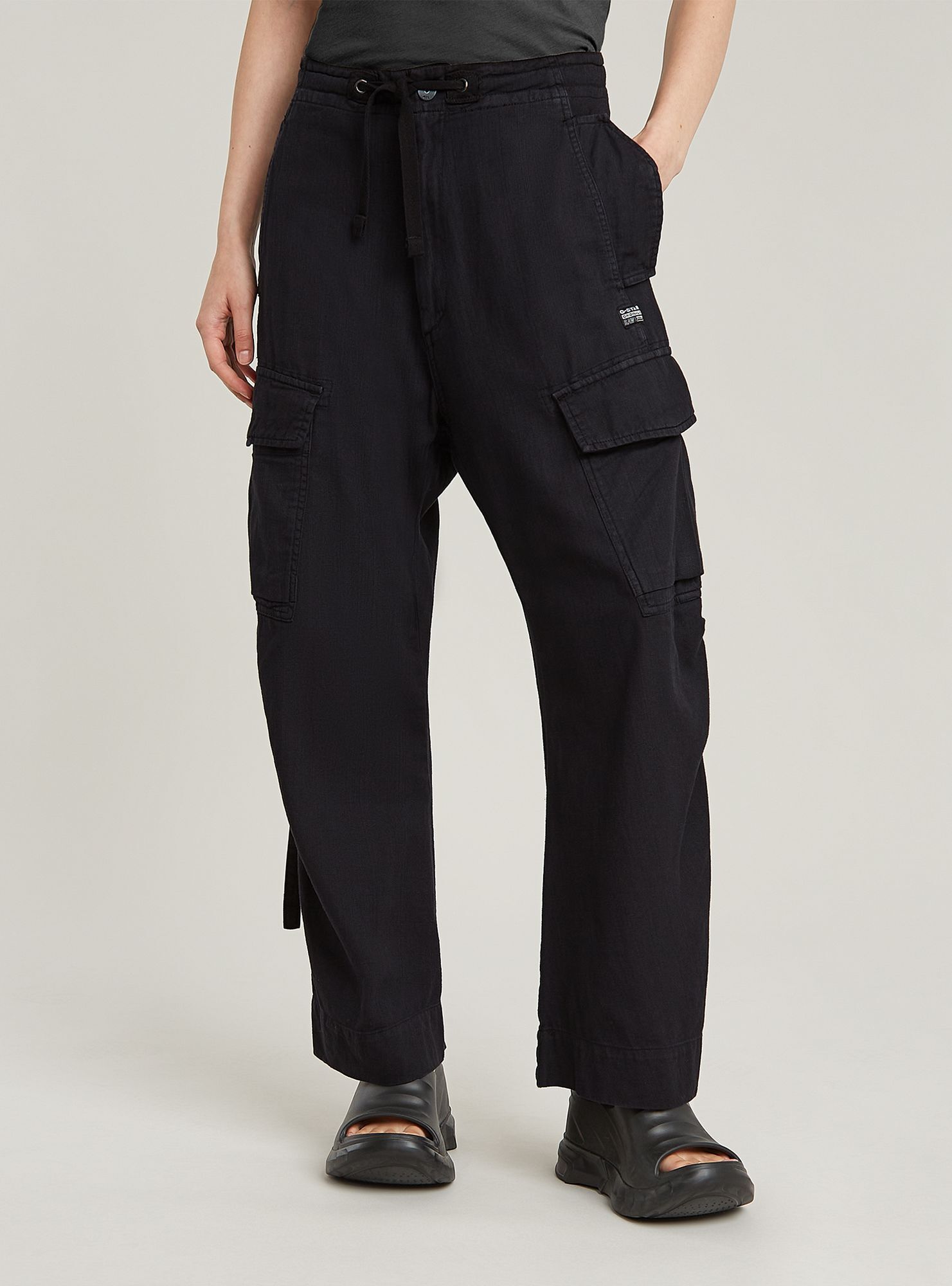 Cargohose G-STAR "Summer Snow Cargohose", Damen, Gr. 29, Länge 30, dk schwarz gd, Obermaterial: 50% Baumwolle, 50% Baumwolle, Hosen Cargohose