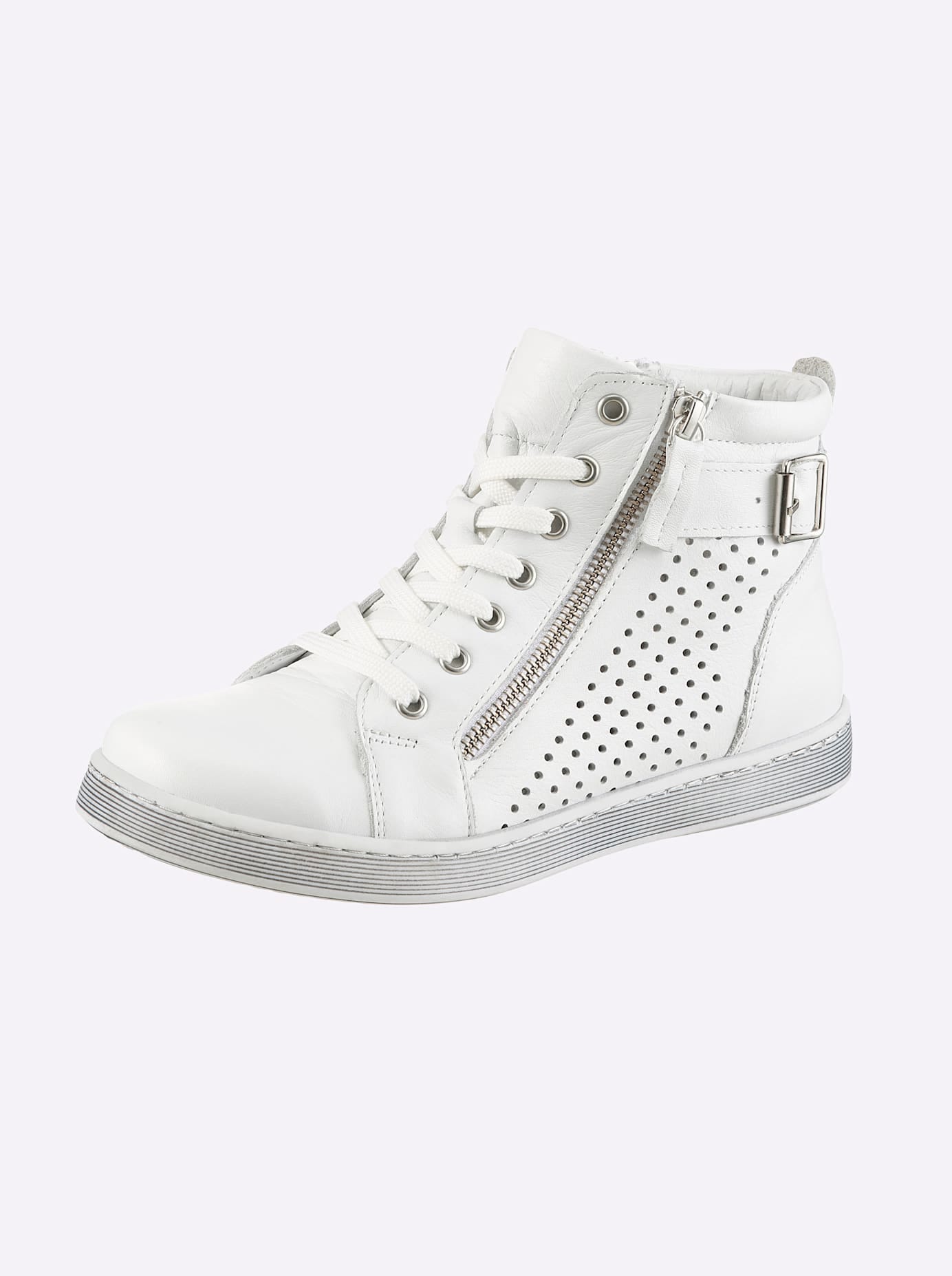 Schnürstiefelette ANDREA CONTI, Damen, Gr. 36, weiß, Glattleder, Leder, Rindsleder, Schuhe Schnürstiefelette