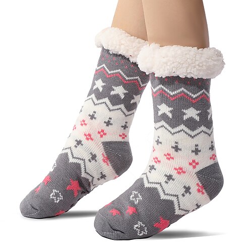 Ultradicke Kaschmir-Haussocken für Damen, rutschfeste, flauschige Haussocken mit Noppen, warme, kuschelige Weihnachtssocken, weiche Wintersocken Image