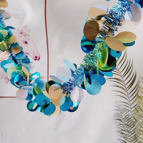 Glitzernde Pailletten-Girlande – festliche Girlandenbänder für Partys, Hochzeiten, Geburtstage, Feiertage und als Weihnachtsbaumschmuck, funkelnde Hängegirlande für Zuhause Event-Styling Image