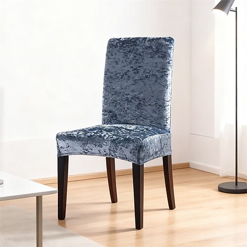 Esszimmerstuhlbezug aus silberfuchsfarbenem Wollsamt, Stuhlbezug aus Polarfleece, Stretch-Überzüge, Sitzbezüge für Zuhause Image